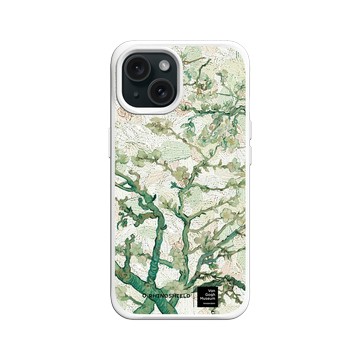 iPhone 15 SolidX 白 - Van Gogh Museum - 盛開的杏花與粉彩背景