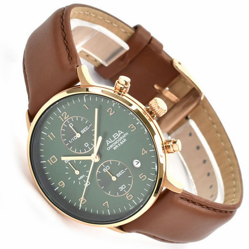 SEIKO 逆輸入セイコー メンズ 腕時計 グリーン アルバ クロノ