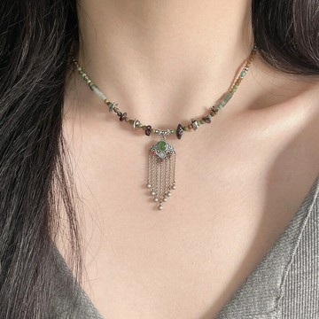 【台灣公司 可打統編】免運 新款如意鎖流蘇串珠項鏈女簡約百搭新中式輕奢小眾設計高級感項飾 可開發票 全館五折 工廠現貨直銷 新品特價 z9211