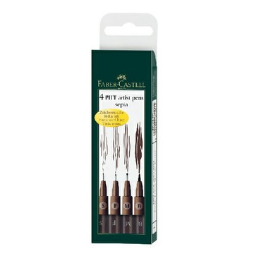 【FABER-CASTELL】輝柏 藝術家專用PITT藝術筆S.F.M.B.4入深褐色 / 套 167101【APP滿額下單4%點數(單一帳號最高1000點)】7/31止