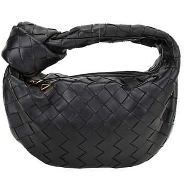 BOTTEGA VENETA 寶緹嘉  Jodie 羊皮編織迷你扭結手提包(黑色)