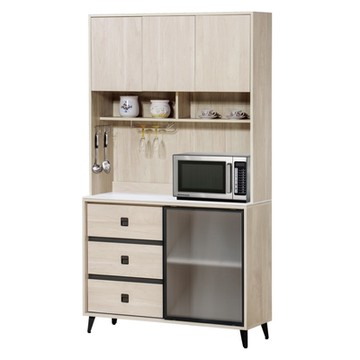 文創集 蓋曼4尺岩板鋁門高餐櫃組合-121x41x212cm免組