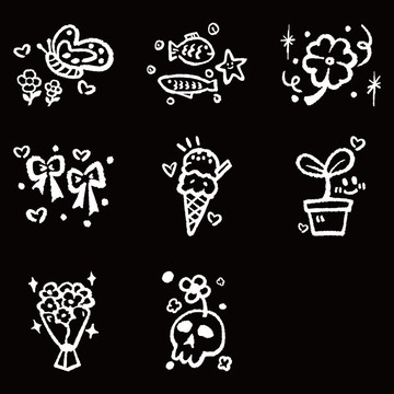 塗鴉 蠟筆風 水杯貼紙 安全帽貼紙 行李箱貼紙 手機貼紙 防水