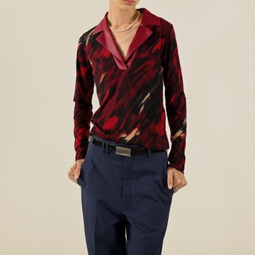 【NaSuBi Vintage】繪畫筆觸印花古著上衣