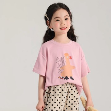 ATL 女童短袖 中大童衣服 兒童上衣100%純棉童裝女童短袖t恤兒童中大童上衣夏季 2025年新款卡通上衣