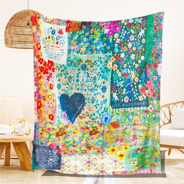 亞馬遜跨境外貿彩繪畫禮品懶人辦公室午睡沙發蓋毯毛毯可代發