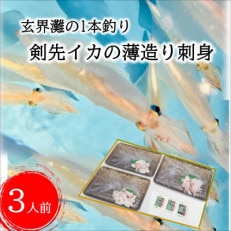 玄界灘の1本釣り　剣先イカ薄造り刺身3人前