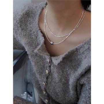 璀璨星河s925純銀碎銀幾兩項鏈女小眾設計施家珍珠網紅鎖骨鏈禮物