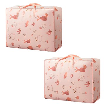 小麥購物 不織布棉被收納袋 L483 大 60L  粉色水果  2個