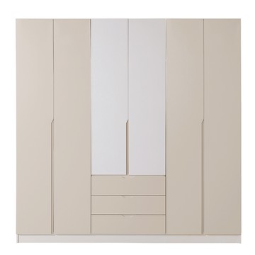 直人木業-RJ北歐奶油風長門開門衣櫃組240公分(單吊+雙吊+三抽)