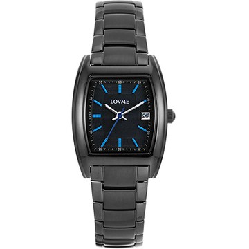 LOVME 優雅風情酒桶造型腕錶-IP黑x深情藍刻度/26mm