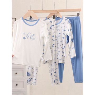 兒童優可絲睡衣睡褲套裝男童寶寶家居服薄款莫代爾男孩秋衣秋褲