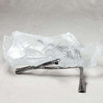 涅槃透石膏 | 尚比亞 贊比亞 透石膏 溫柔 空間風水 桌上型辦公室 擺件 附金樹枝展示架(輕墨黑) S24CE22-34