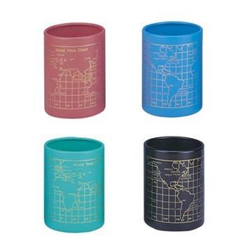 徠福 鐵製地圖筆筒 7.5X10cm（紅、藍、綠、黑） / 個 NO.2341