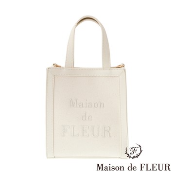 Maison de FLEUR 【WEB限定】2WAY簡約LOGO刺繡帆布方形手提/肩背包(8S42F0J1200)
