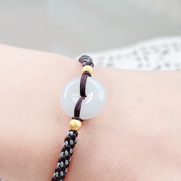 【願‧平安】冰種翡翠平安扣編織手鍊 | 天然緬甸玉A貨翡翠 |送禮