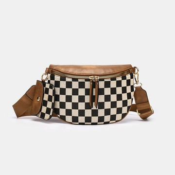 胸包 單肩包 防水包 腰包 台灣出貨2025棋盤格格子經典胸前包帶耳機包腰包單肩斜挎包潮流百搭女