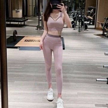 上身效果一級棒性感瑜伽套裝  性感套裝女  緊身瑜伽服兩件套  服女  設計感套裝