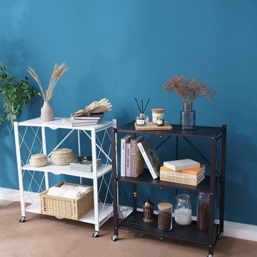 威瑪索 免安裝好收折疊三層角鋼架/收納層架/貨架-附輪-(2色)