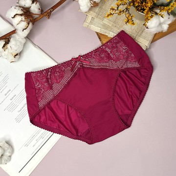 【瑪登瑪朵】無鋼圈  低腰寬邊三角萊克內褲(酷紫紅)