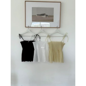 【太妮絲BE20】現貨 韓系 細肩帶 小可愛 抓皺 皺皺 涼感 韓妞必備 白色穿搭 褶皺小吊帶 背心 小背心 可愛 夏季