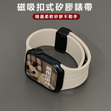 柔軟矽膠錶帶 磁吸扣可調節 適用 蘋果 Apple watch S12 S11 10 9 8 7 6 se3 蘋果手錶帶