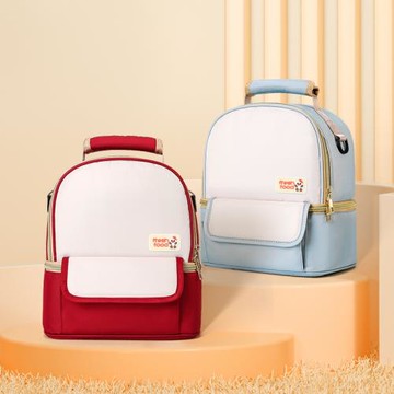 時尚女包雙肩包實用媽咪包簡約奶瓶飯盒包分層雙肩背包女帶娃包包