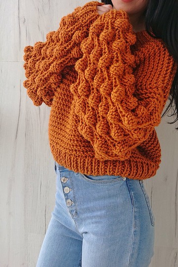 Chunky crop sweater 手工針織毛衣女式女式套頭衫