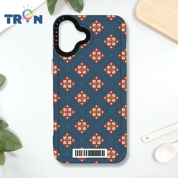 TRON IPHONE 16 PLUS 幾何復古花磚B款 防摔 MAGSAFE 磁吸 太空載具殼 透黑 手機殼
