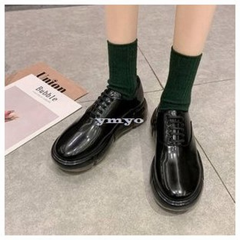 プラットフォームシューズ 厚底 ローファー レースアップ エナメル おじ靴 メンズライク 靴紐 編み上げ ボリュームヒール 大人カジュアル レディース レディー 通販 Lineポイント最大0 5 Get Lineショッピング