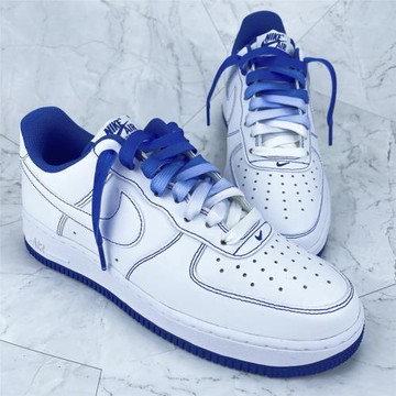 適配空軍一號AF1 low 藍白縫線白藍high07AJ1藍色腰果花反光鞋帶