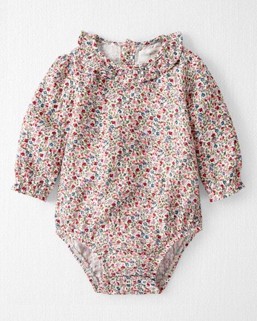 Baby Organic Cotton Gauze Floral Bodysuit