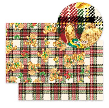 冬日格紋小熊紅色包裝紙 / 手帳紙 / 25張 A4尺寸