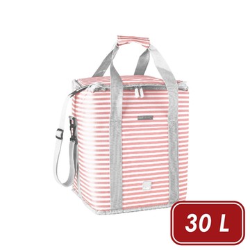 《IBILI》Biarritz肩背保冷袋-粉櫻條紋30L-- 保溫袋 保冰袋 野餐包 野餐袋 便當袋
