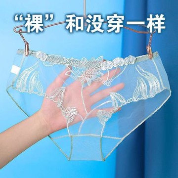 內褲女士蕾絲網紗全透明刺繡超薄新款性感成人大碼提臀少女三角褲
