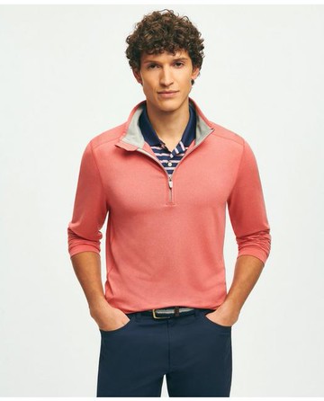 Brooks Brothers Men's Performance Series Half-Zip Jersey Shirt | Red Heather | Size Medium