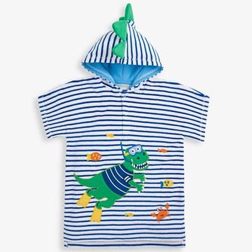 英國 JoJo Maman BeBe 嬰幼兒/兒童游泳浴巾_恐龍潛水(JJH2866)