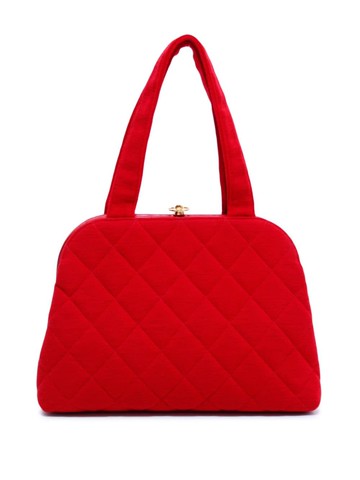 CHANEL Pre-Owned - 1996-1997 diamond-quilted top-handle bag - women - Cotton - One Size - Red