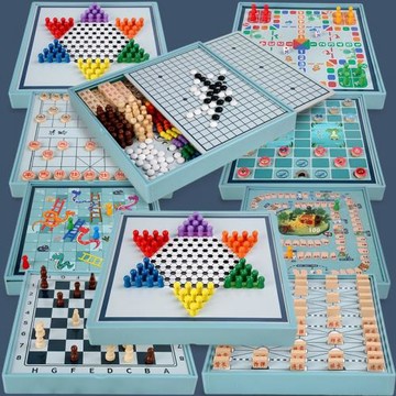 多功能跳棋飛行棋五子棋游戲棋小學生兒童棋類益智老年人木制玩具