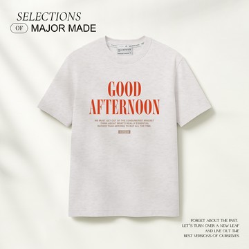 午安圓領彈力短T