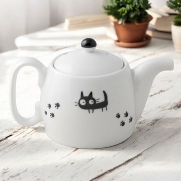 可愛黑貓 陶瓷茶壺 花茶壺 陶瓷茶壺 日式茶壺 茶具 日本進口 小茶壺