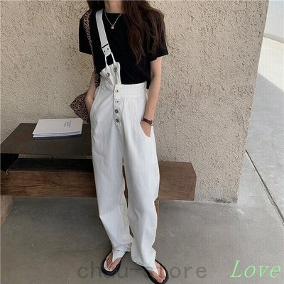 定番の中古商品 サス付アシメサロペット ホワイト - サロペット/オーバーオール