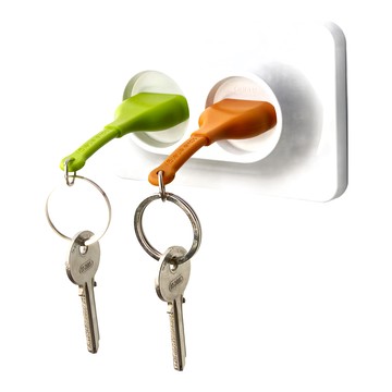 QUALy 雙不插電鑰匙圈  綠 + 橘  1個