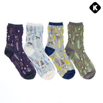 韓國襪子 立體編織森林中筒襪 10入組(顏色隨機)