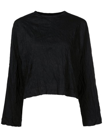 Osklen - crinkled-finish long-sleeve blouse - women - Cotton - M - Black
