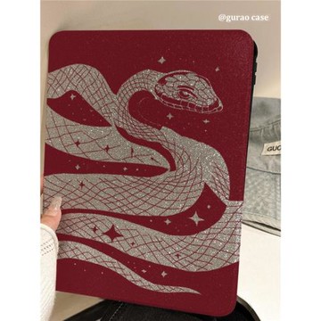 蛇年卡通紅色閃粉360度旋轉適用ipad11保護殼air7新款ipad10帶筆槽air6防摔11寸蘋果平板保護套10.9女mini7