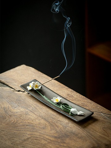 煉器陶瓷荷花線香爐臥香插香座家用室內禪意檀香熏香爐沉香點香器