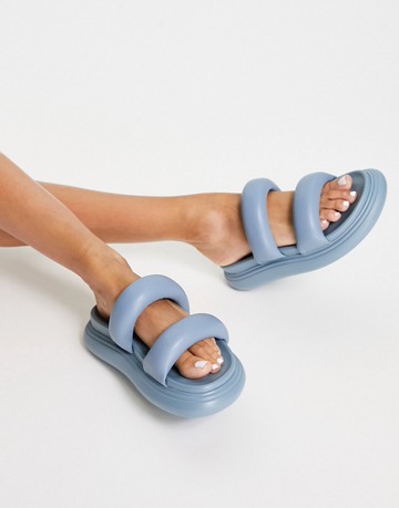 River Island chunky double strap flatform sandal in blue