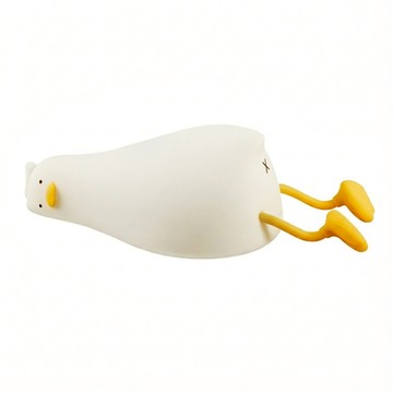 aibo 療癒系 躺平鴨造型 LED拍拍夜燈 USB充電式  白色