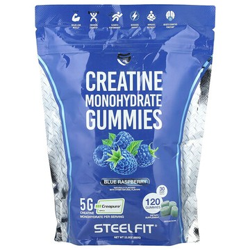 SteelFit, 一水肌酸軟糖，藍樹莓味，120 粒